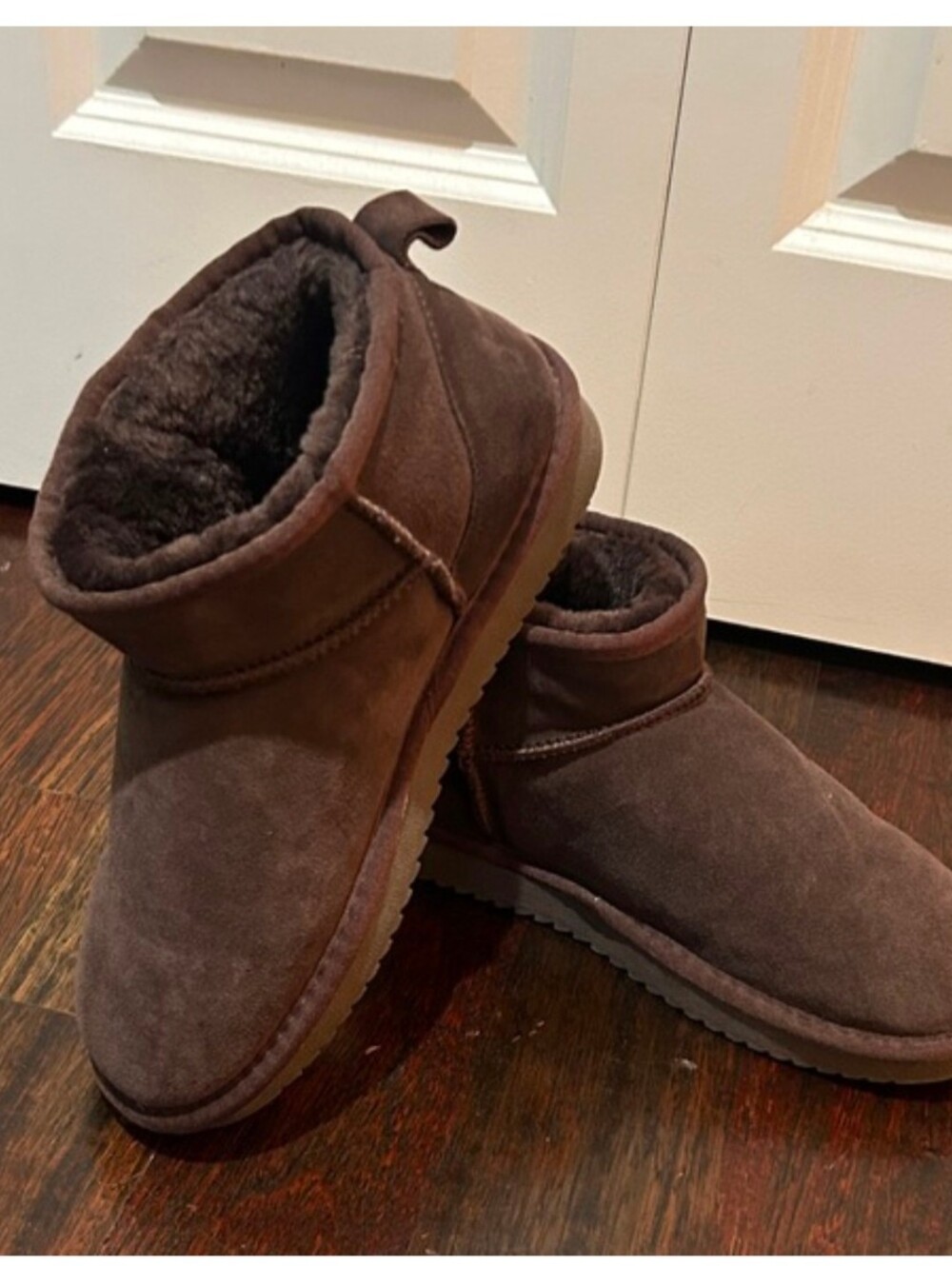 Rich Brown Faux Suede Shearling Lined Ankle Boots Size 9
